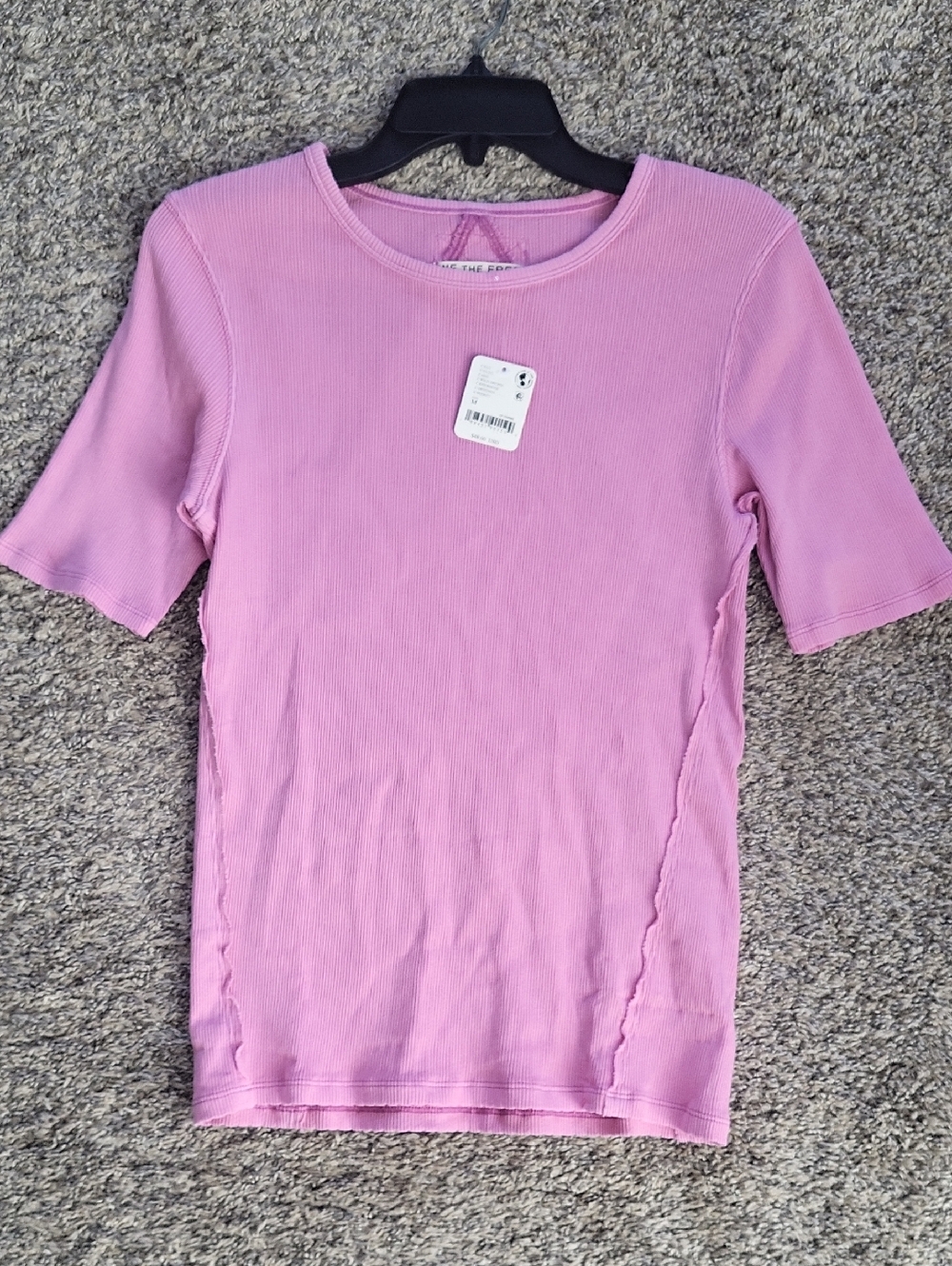 Sale--We The Free Ribbed Short Sleeve Tee in Light Pink